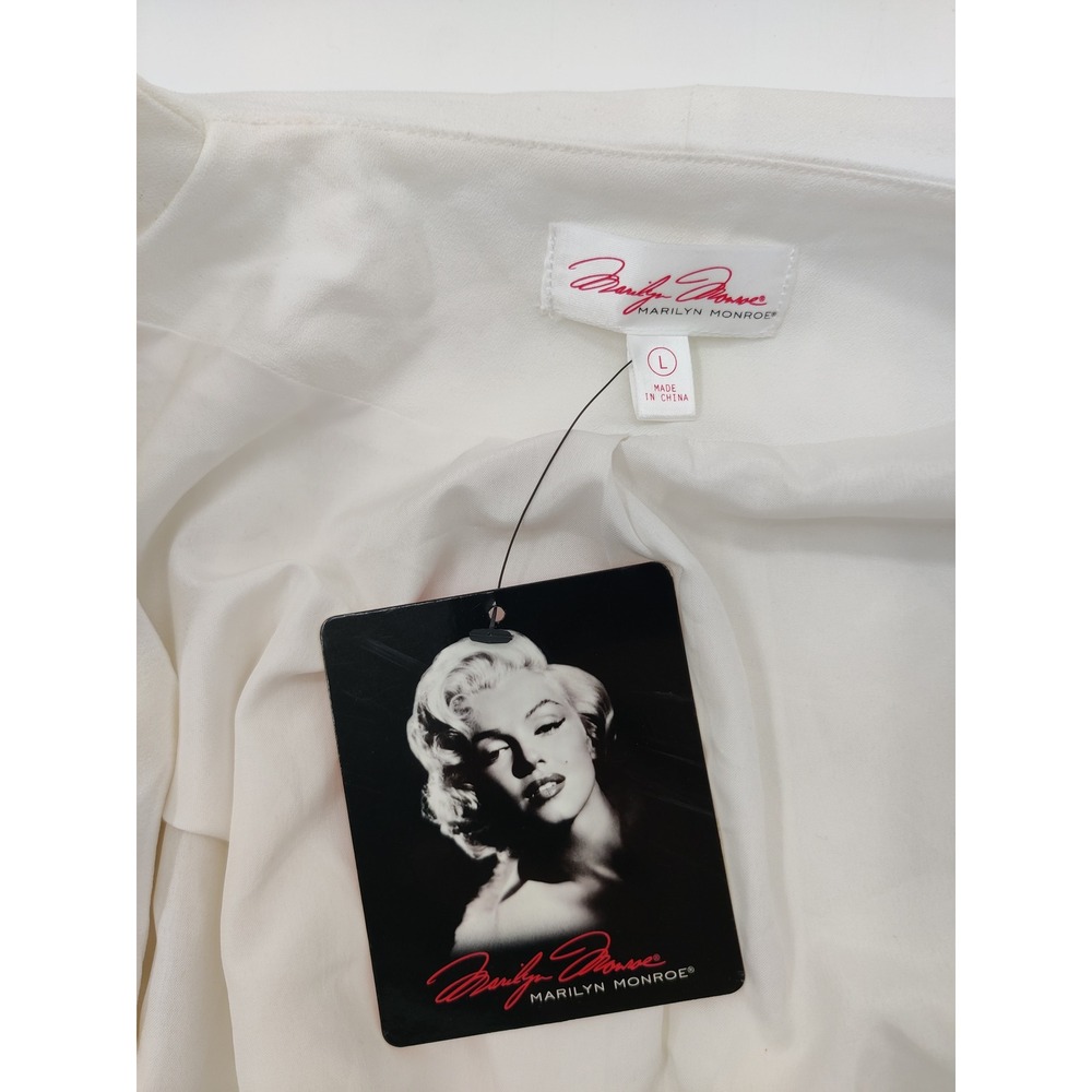Marilyn Monroe Womens White Open Front Blazer Jacket Gold Back Zippers Large NEW - Picture 4 of 9